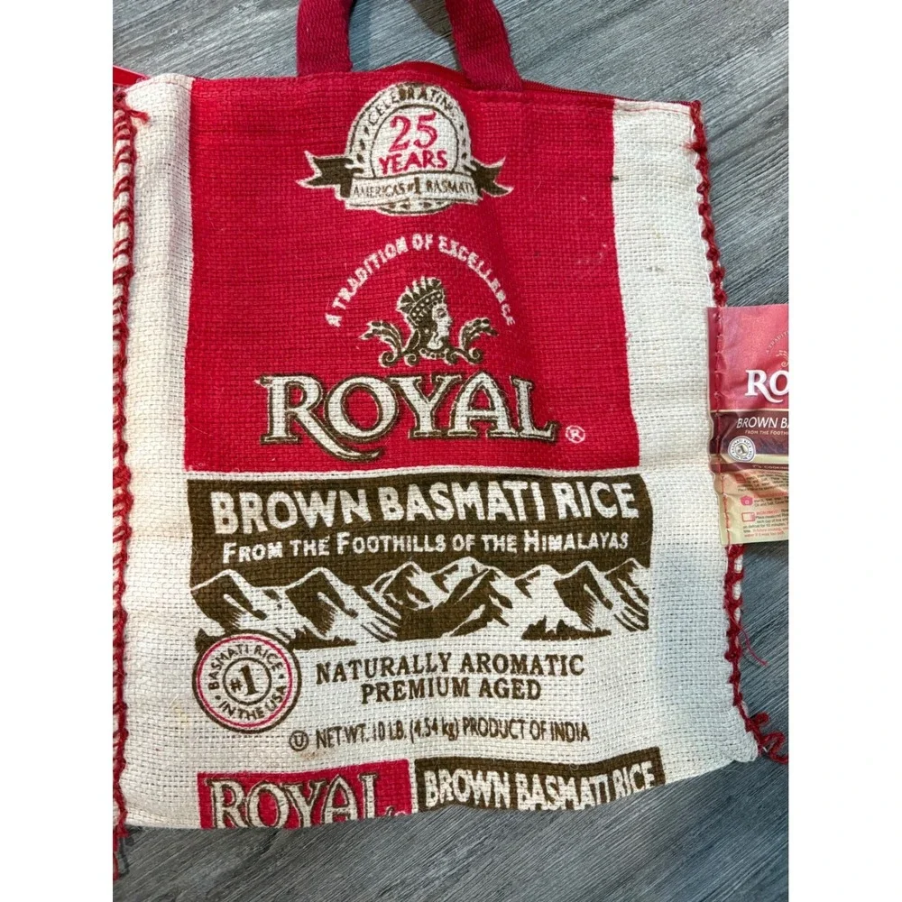 Royal Brown Basmati Rice Jute Tote Bag 20 LB Product of‎ India